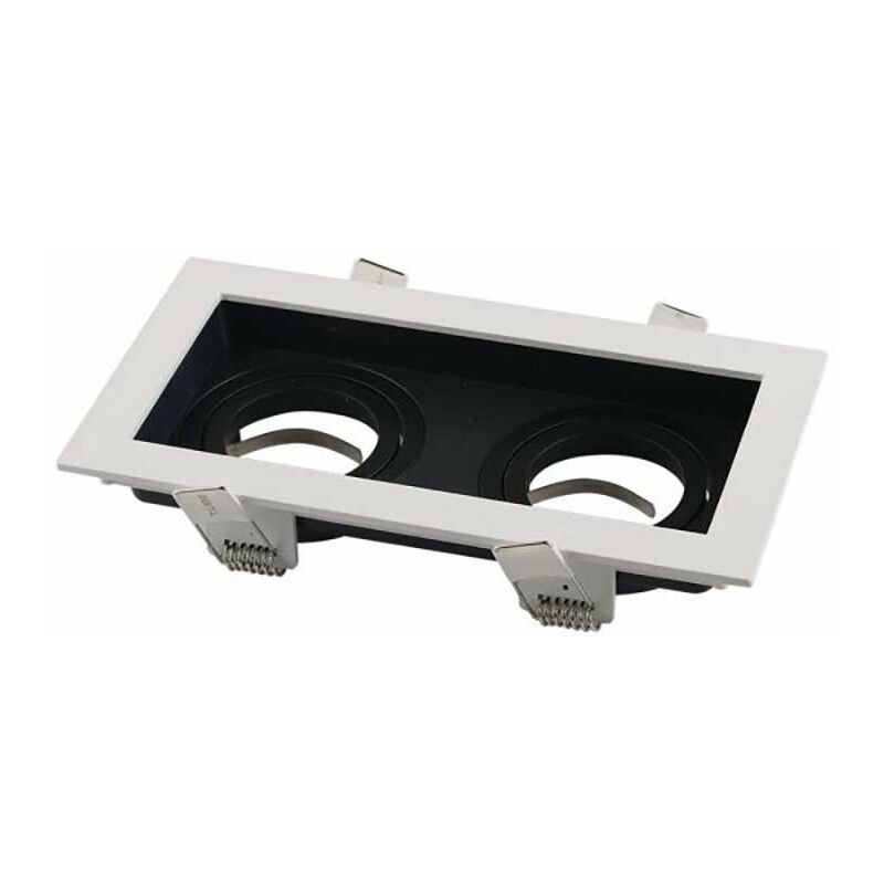 Support De Spot Double GU10/MR16 Blanc Et Noir 185x100mm Avec Tête Inclinable