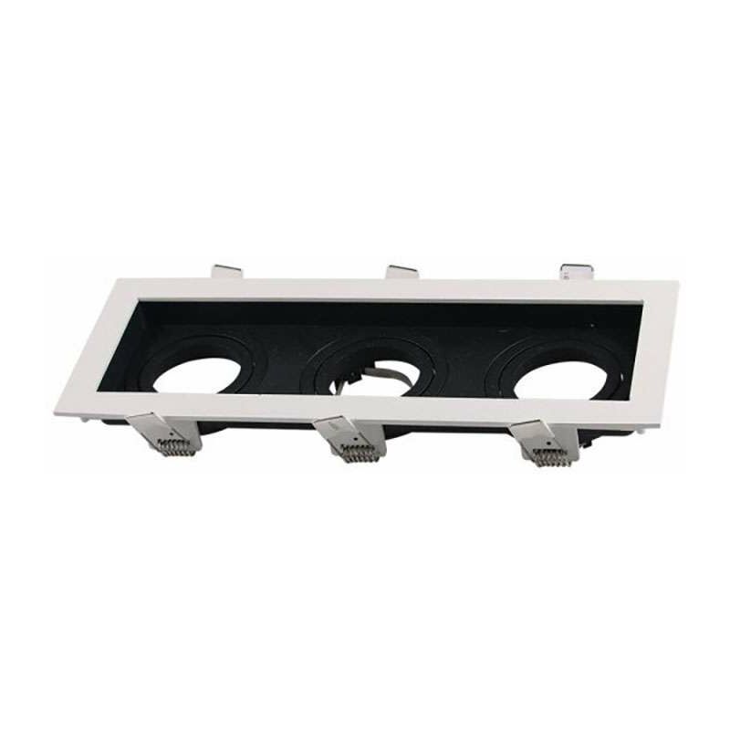 Support De Spot Triple GU10/MR16 Blanc Et Noir 270x100mm Avec Tête Inclinable