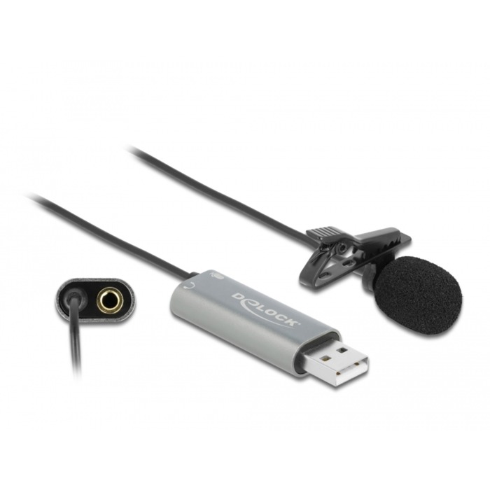Delock USB Tie Lavalier Microphone - Mikrofon - USB - Schwarz, Anthrazit