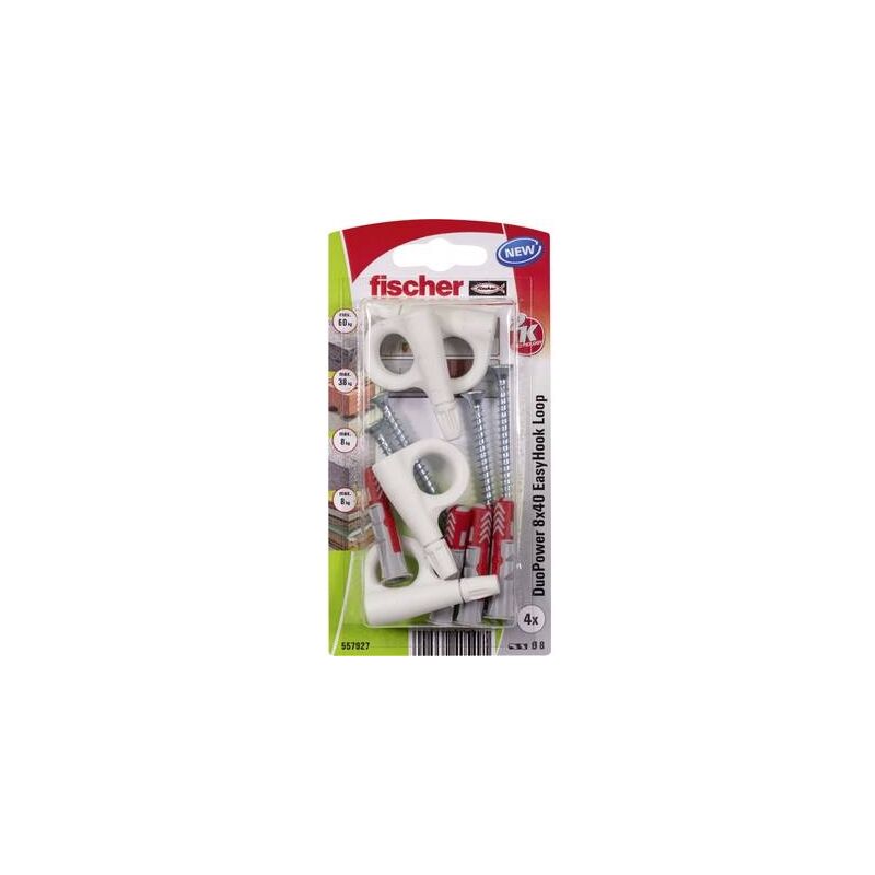 Fischer 557927 DuoPower EasyHook Set Turns Screws Into Versatile Hooks