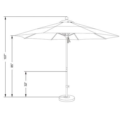 Venture Collection ALTO118302-5499-DWV 11' Patio Umbrella with Black Aluminum Pole Fiberglass Ribs Pulley Lift with Sunbrella 1A True Blue
