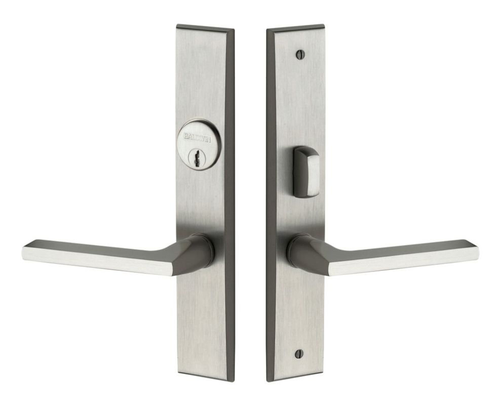 Baldwin 6974.DBLC Lakeshore Lever Double Cylinder Mortise Handleset Trim Set Lifetime Satin Nickel Mortise Lock Keyed Entry Double Cylinder