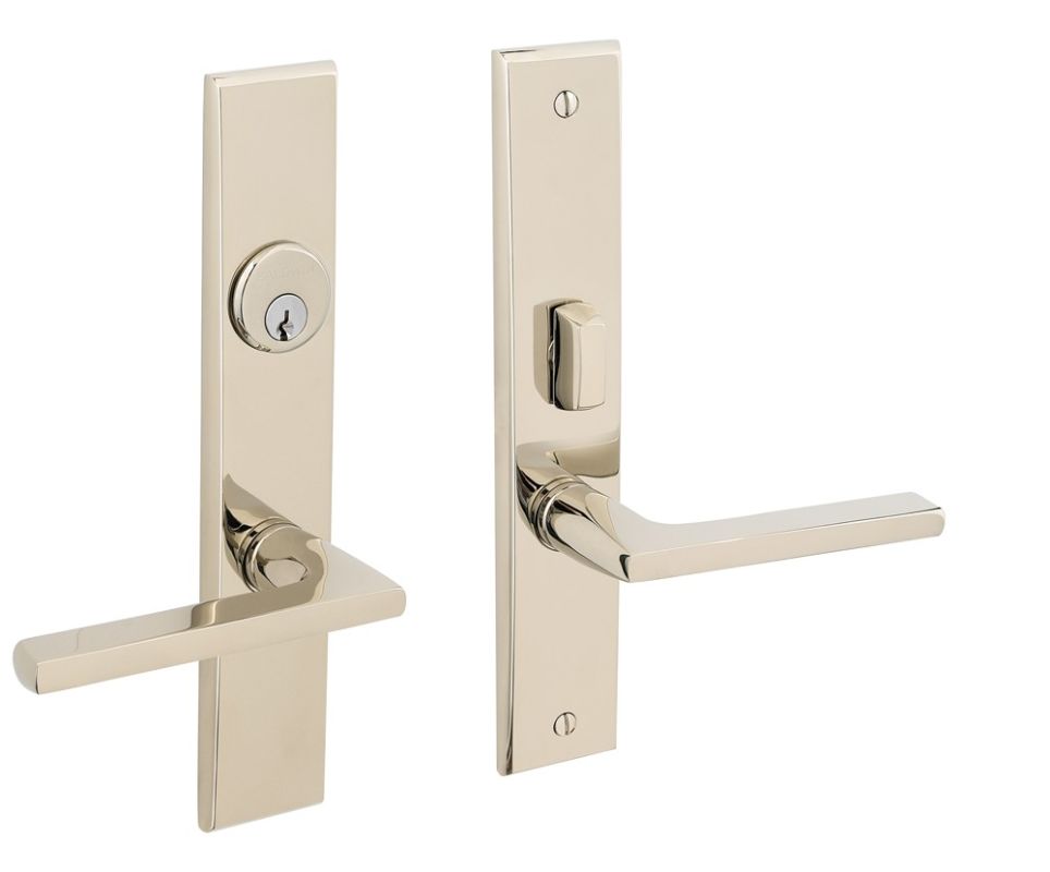 Baldwin 6974.DBLC Lakeshore Lever Double Cylinder Mortise Handleset Trim Set Lifetime Polished Nickel Mortise Lock Keyed Entry Double Cylinder