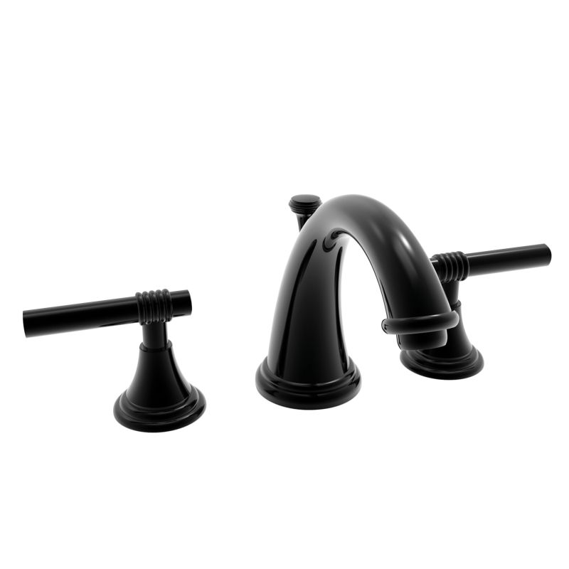 Newport Brass 900 Kayan Widespread Bathroom Faucet - Free Pop-up Drain Assembly Gloss Black Faucet Double Handle
