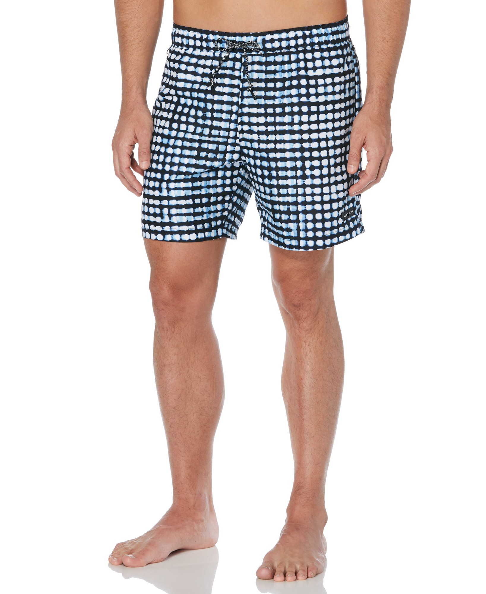 Perry Ellis Men's Blurry Dot Print Swim Short in Crystal Blue, Size Medium, 100% Polyester, Abstract, Volley