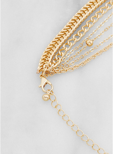 Religious Charm Layered Necklace and Stud Earrings Set in Gold thumbnail
