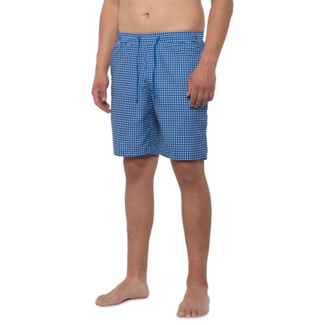 Gingham Volley Swim Shorts - Built-in Briefs (for Men) - MIDNIGHT BLUE (XL )