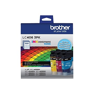 brother® lc4063pks inkvestment cyan, magenta, yellow ink tanks, pack of 3