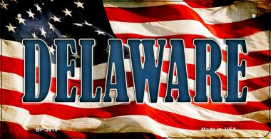 BP-3619 3 X 6 in. Delaware US Flag Novelty Metal Bicycle Plate