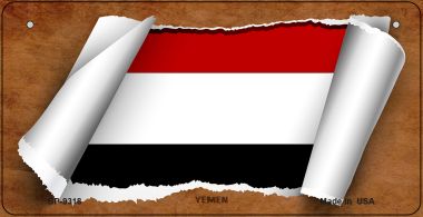 BP-9318 3 X 6 in. Yemen Flag Scroll Novelty Metal Bicycle Plate