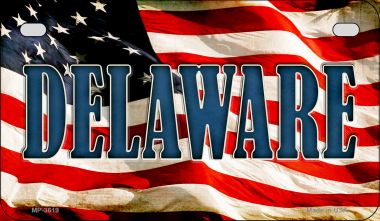 MP-3619 7 X 4 in. Delaware US Flag Novelty Metal Motorcycle Plate