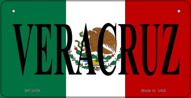 BP-3439 3 X 6 in. Veracruz Mexico Flag Novelty Metal Bicycle Plate