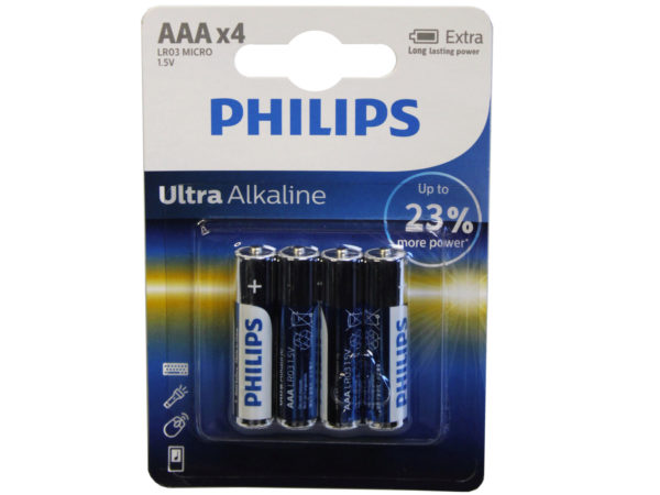 DA196-12 Philips Ultra Alkaline AAA Battery - 4 per Pack - Pack of 12