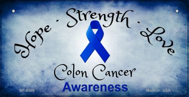 BP-8306 3 X 6 in. Colon Cancer Ribbon Novelty Metal Bicycle Plate