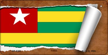 BP-9300 3 X 6 in. Togo Flag Scroll Novelty Metal Bicycle Plate