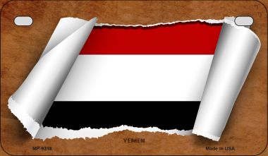 MP-9318 7 X 4 in. Yemen Flag Scroll Novelty Metal Motorcycle Plate