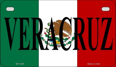 MP-3439 7 X 4 in. Veracruz Mexico Flag Novelty Metal Motorcycle Plate