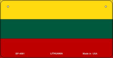 BP-4081 3 X 6 in. Lithuania Flag Novelty Metal Bicycle Plate