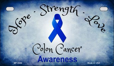 MP-8306 7 X 4 in. Colon Cancer Ribbon Novelty Metal Motorcycle Plate
