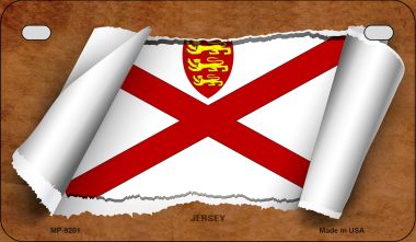MP-9201 7 X 4 in. Jersey Flag Scroll Novelty Metal Motorcycle Plate