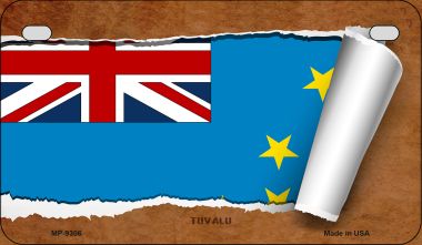 MP-9306 7 X 4 in. Tuvalu Flag Scroll Novelty Metal Motorcycle Plate
