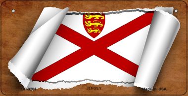 BP-9201 3 X 6 in. Jersey Flag Scroll Novelty Metal Bicycle Plate
