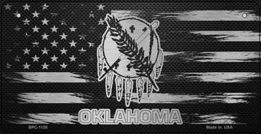 BPC-1128 3 X 6 in. Oklahoma Carbon Fiber Effect Novelty Metal Bicycle Plate