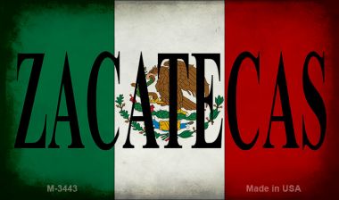 M-3443 3.5 X 2 in. Zacatecas Mexico Flag Novelty Metal Magnet
