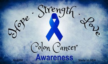 M-8306 3.5 X 2 in. Colon Cancer Ribbon Novelty Metal Magnet