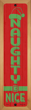 WB-K-1679 4 X 18 in. Naughty Nice Red Novelty Wood Mounted Small Metal Street Sign