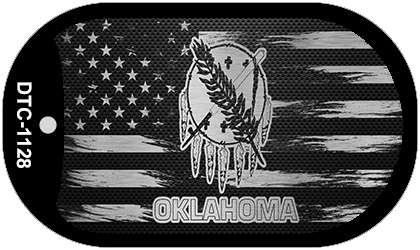DTC-1128 1.5 X 2 in. Oklahoma Carbon Fiber Brushed Aluminum Novelty Metal Dog Tag Necklace