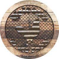 CM-1136 3.5 X 3.5 in. Welcome to the Farm Corrugated Chicken Novelty Mini Metal Circle Magnet