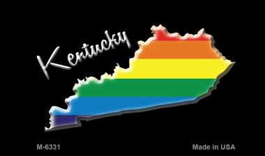 M-6331 3.5 X 2 in. Kentucky State Outline Rainbow Novelty Metal Magnet