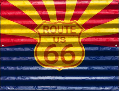 PM-2312 4.5 X 6 in. Route 66 Arizona Flag Novelty Mini Metal Parking Sign
