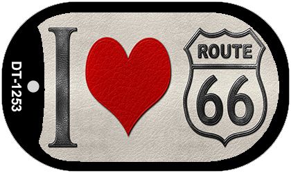 DT-1253 1 X 2 in. I Love Route 66 Novelty Metal Dog Tag Necklace