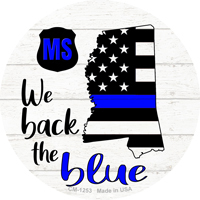 CM-1253 3.5 X 3.5 in. Mississippi Back the Blue Novelty Mini Metal Circle Magnet Sign