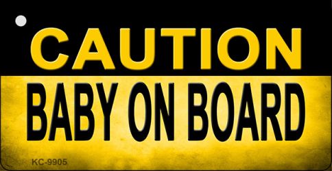 KC-9905 1.5 X 3 in. Caution Baby on Board Novelty Metal Key Chain