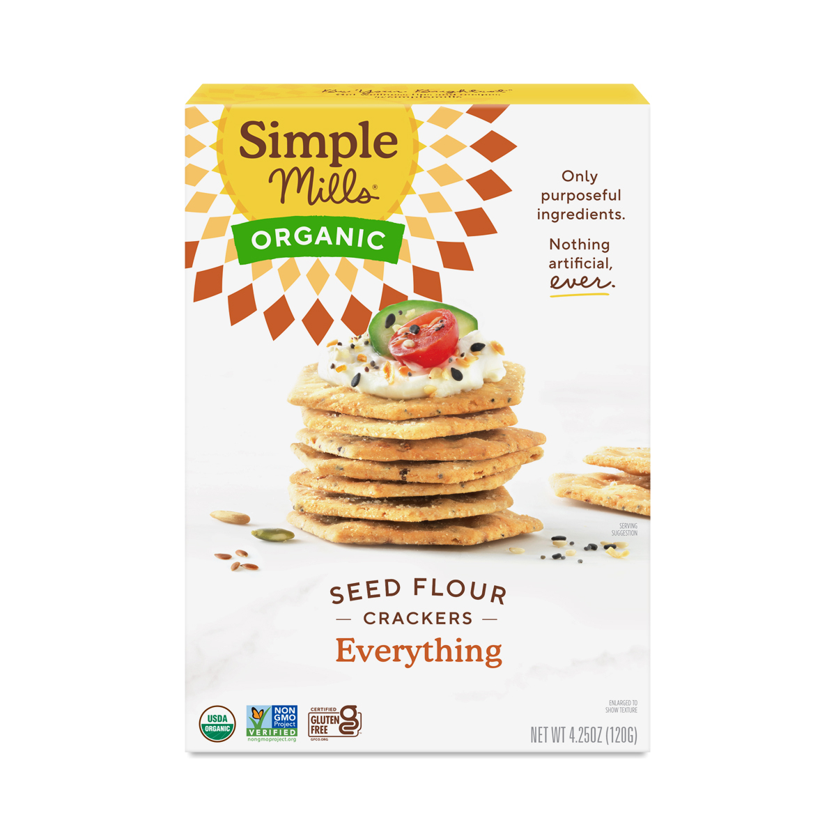Simple Mills, Organic Seed Crackers Everything, 4.25 Oz (Case of 6)