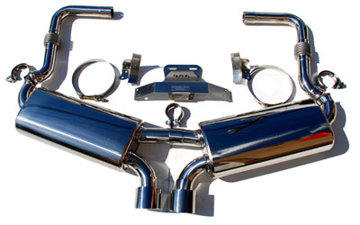 Fabspeed FS.POR.9862.MAXP Maxflo Performance Exhaust System with Deluxe Dual Style with Tips|Polished Chrome Porsche 986 Boxster 00-04