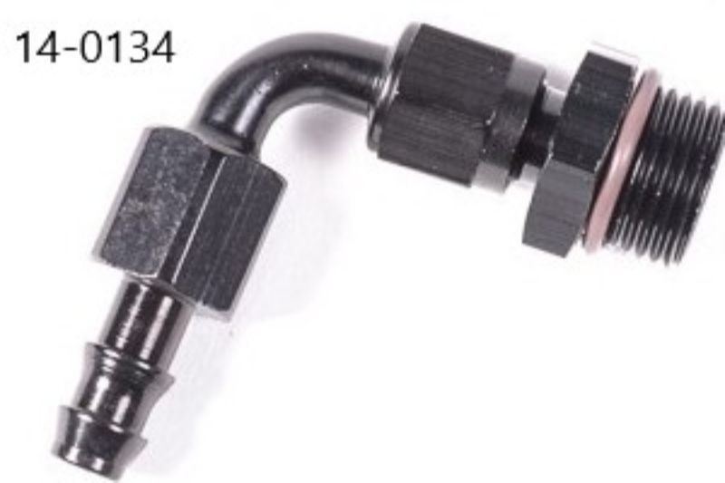 Radium Engineering 14-0134 10AN ORB to PushLok Hose End 90-Degree 3/8-Inch