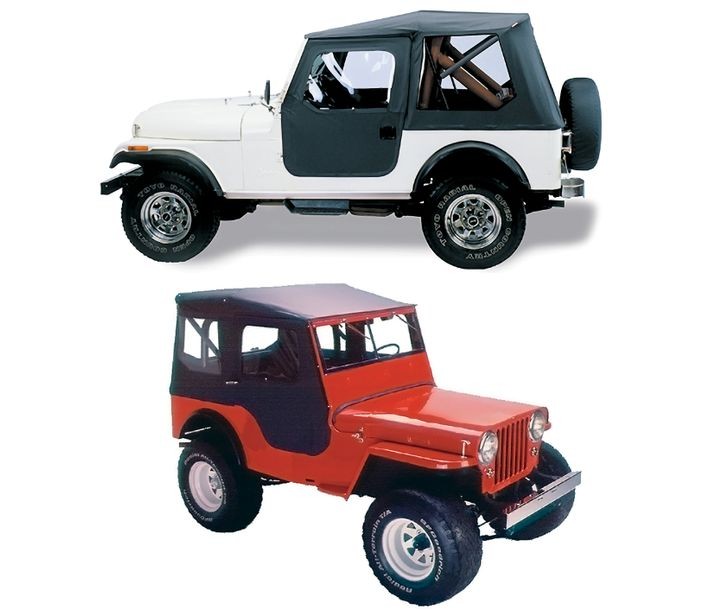 Bestop 51404-01 Black Crush Tigertop Soft Top Jeep CJ3B 1953-1964