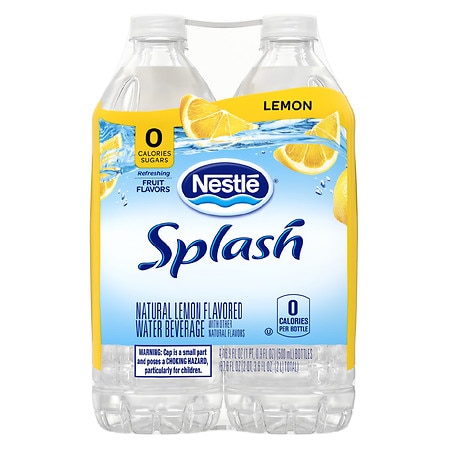 Nestle SPLASH Water Beverage with Bold Fruit Flavor Lemon - 16.9 Oz X 4 Pack