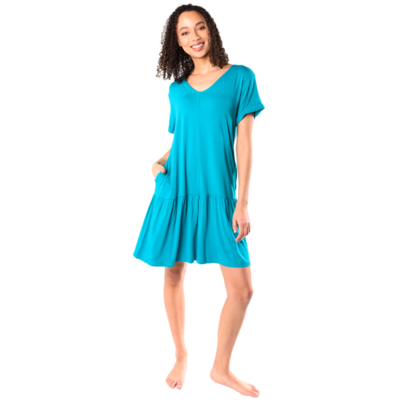 Terrera Kendra Dropped Waist Dress Turquoise - None
