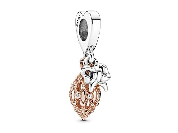 Pandora Moments 14K Rose Gold Vermeil CZ Christmas Ornament & Bow Charm