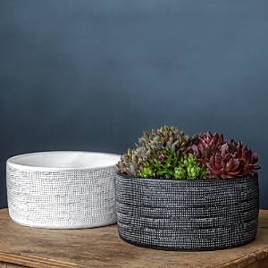 5513-15604 Set of 4 Linen Weave Bowl in Black and White Mix