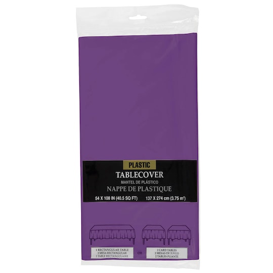 Jam Paper Purple Rectangular Plastic Table Cover, 54