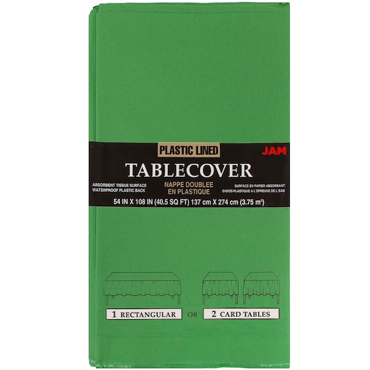 Jam Paper Green Rectangular Plastic Lined Paper Table Cover, 54