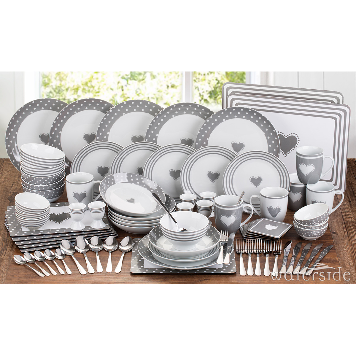 80 Piece Grey Heart Combo Dinner Set