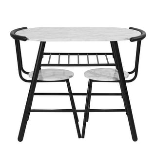 FurnitureR Peat 3-Piece White Dining Room Set