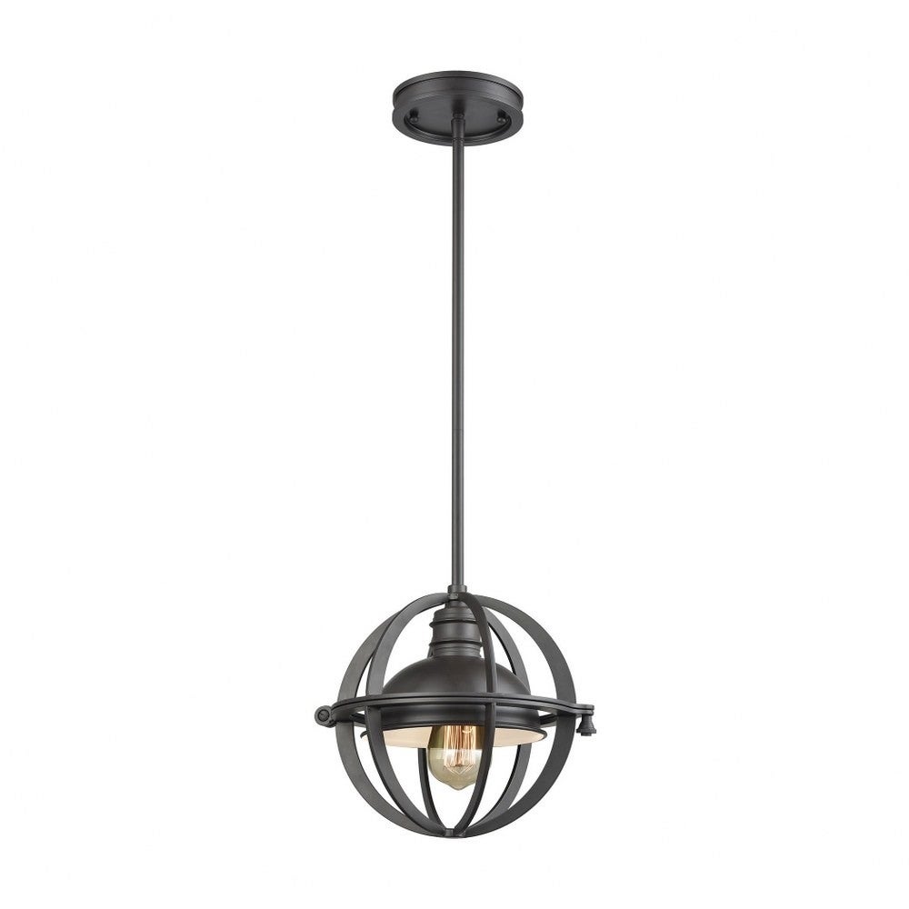 Oil Rubbed Bronze 1-Light Mini Pendant with Metal Shade -Urban-Industrial Style Pendant Light - 10X9-Inches 60-Watt Pend